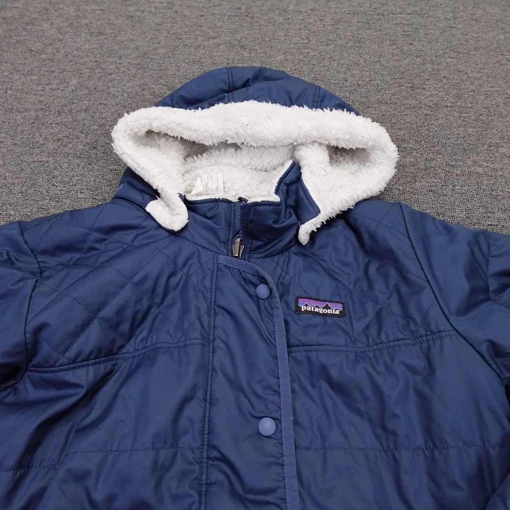 Patagonia Puffer Jacket Girls XL 14 Blue Reversible Dream Song Hoody 68180